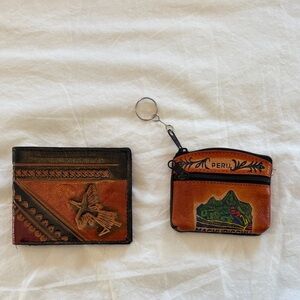Peruvian Leather Wallet and Coin Pouch Set - craftsman and locally sourced